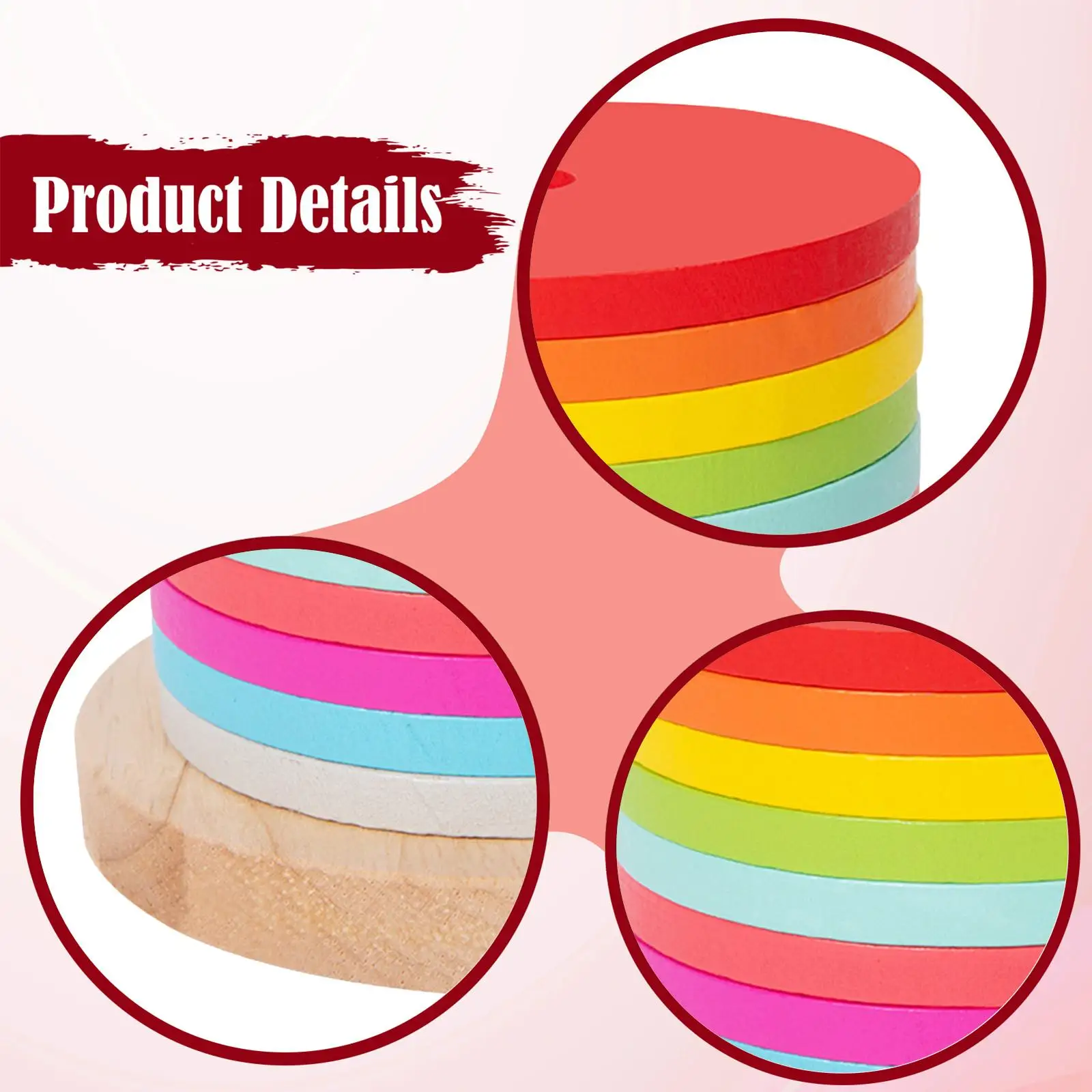 Brinquedo de empilhamento de classificação de madeira, brinquedos educativos, blocos redondos para crianças de 3 anos ou mais