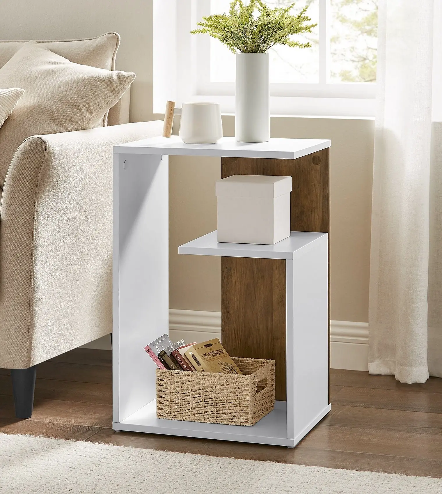 VASAGLE side table, open, vertical or horizontal, modern