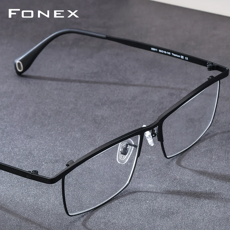 FONEX Titanium Eyeglasses Frame Men Brand Design Square Glasses Japanese Ultralight High-Quality Thin Eyewear 85911