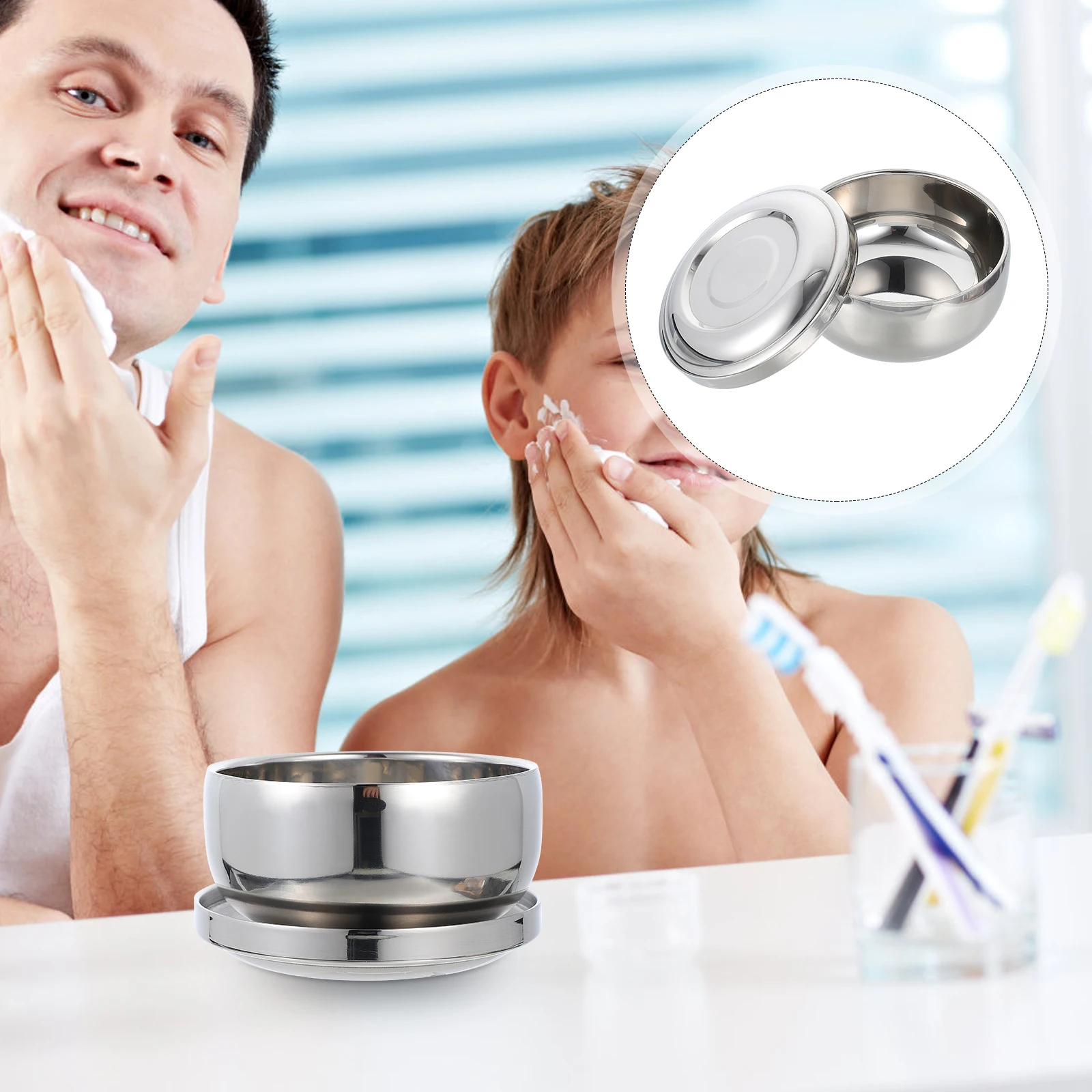 

Sturdy Bubble Men Container Simple Soap Bowl Stainless Steel Lidded Foaming Bowl Shaving Cream Container Durable Practical Man