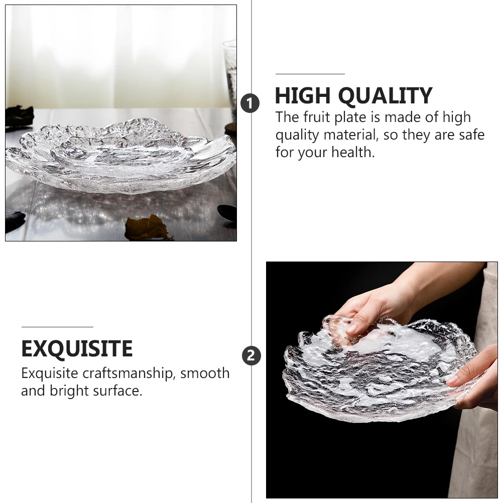 

1Pcs Glass Food Plate Stylish Salad Serving Dish for Dinner Party Wedding Household Tableware Glass Salad Plate