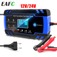 EAFC 12V/24V Fully Intelligent Car Battery Charger 12V 8A 24V 4A Pulse Repair Charger for Lead Acid Charger