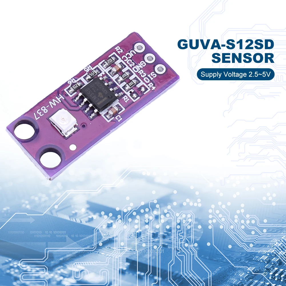 GUVA-S12SD UV Sunlight Intensity Sensor 240nm-370nm Light Solar Ultraviolet Sensor Module 2.5V-5V High Sensitivity for Arduino