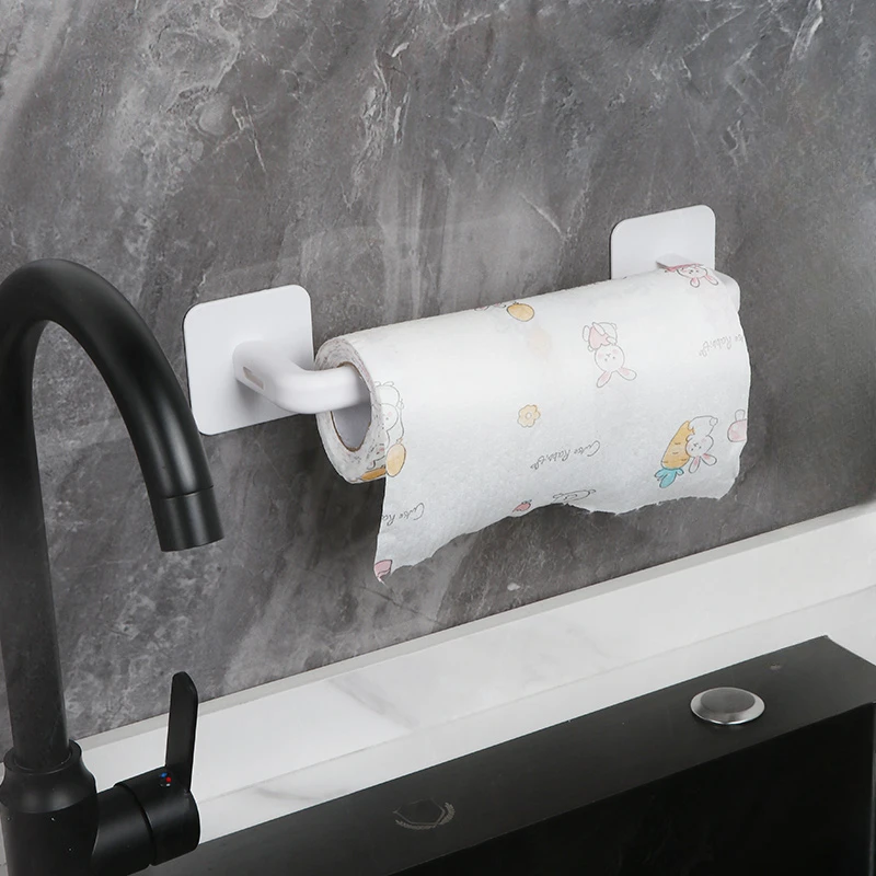 1/2pcs Adhesive Toilet Roll Paper Holder Organizer Wall Mount Storage Stand Kitchen Bathroom No Drill Tissue Towel Dispenser