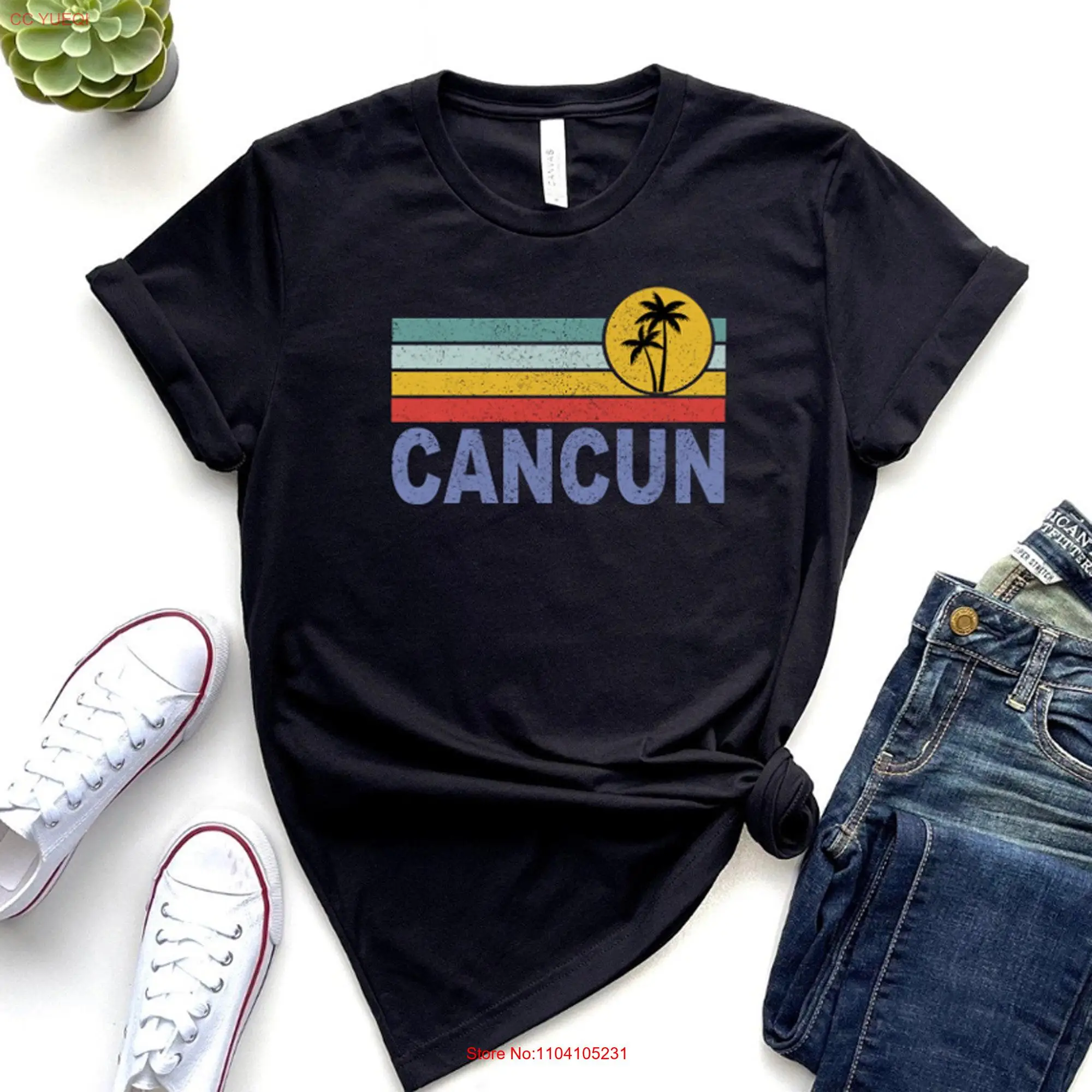 CANCUN Summer Family Vacation T shirt Yucatán Peninsula Apparel Honeymoon Souvenir Girls Trip long or short sleeves