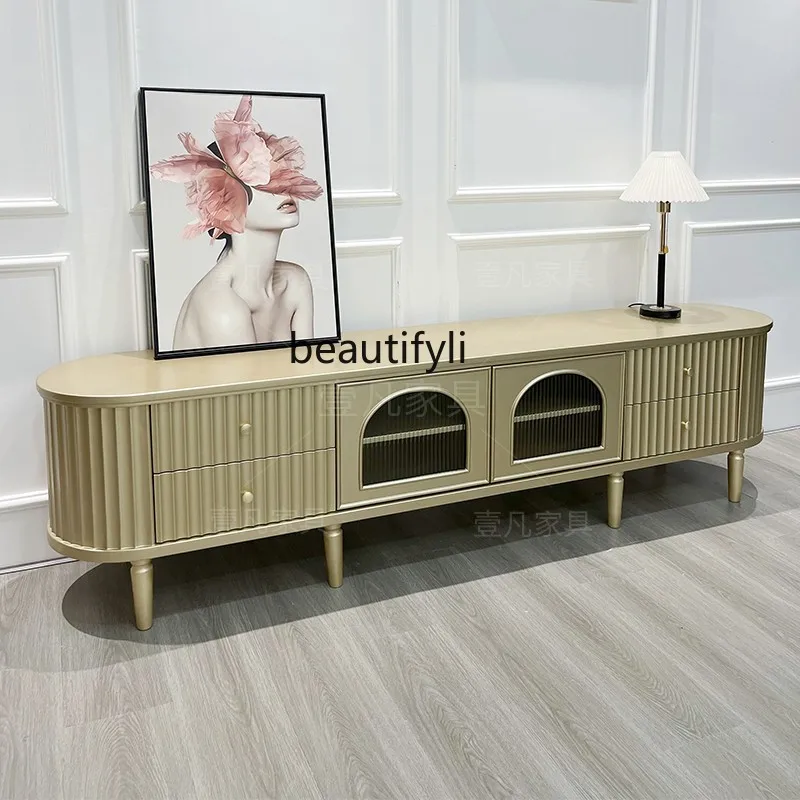

American light luxury post-modern simple solid wood light luxury TV cabinet bedroom French living room combination floor cabinet
