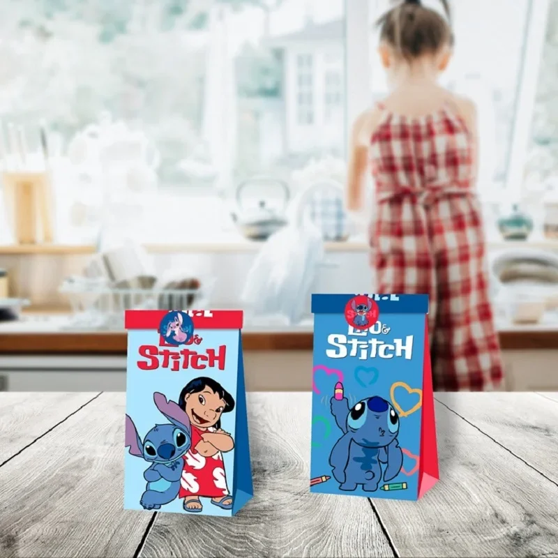 12pcs Disney Stitch Gift Bag Candy Loot Bag Cartoon Theme Party Festival Event Birthday Decoration Favor Party Toys