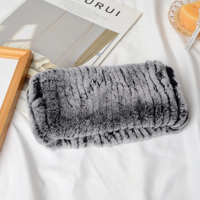 2026 Neuer Winter-Outdoor-Schal für Damen aus echtem Rex-Kaninchenfell, natürliche dicke Pelzschals, warm für Russland, 100% echtes Rex-Kaninchenfell-Stirnband – Detail 9