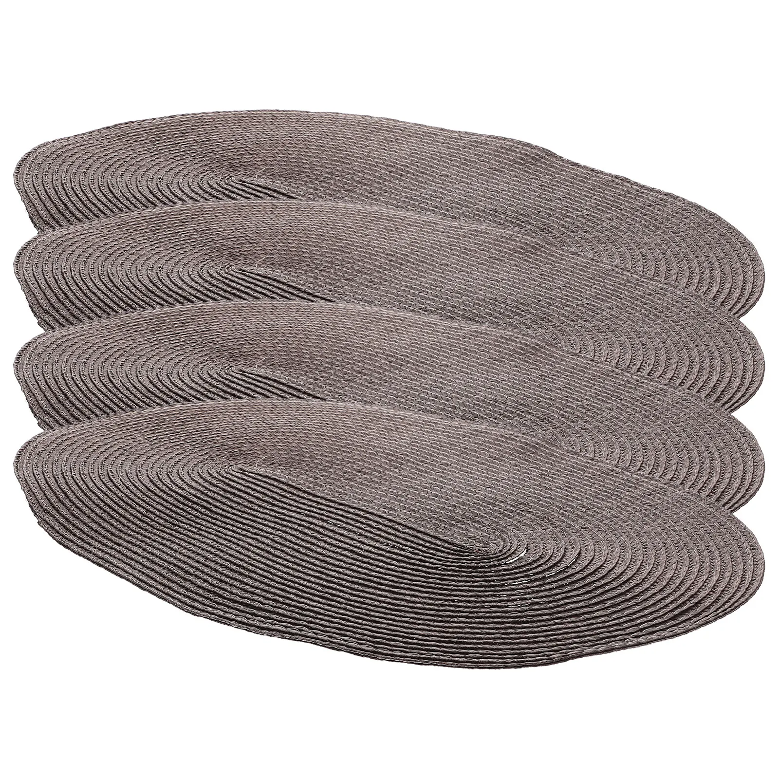 

4 Pcs Woven Table Mat Set PP Material Heat Resistant Placemat Large Cutlery Mat Round Brown Dining Anti Slip Household Teapot