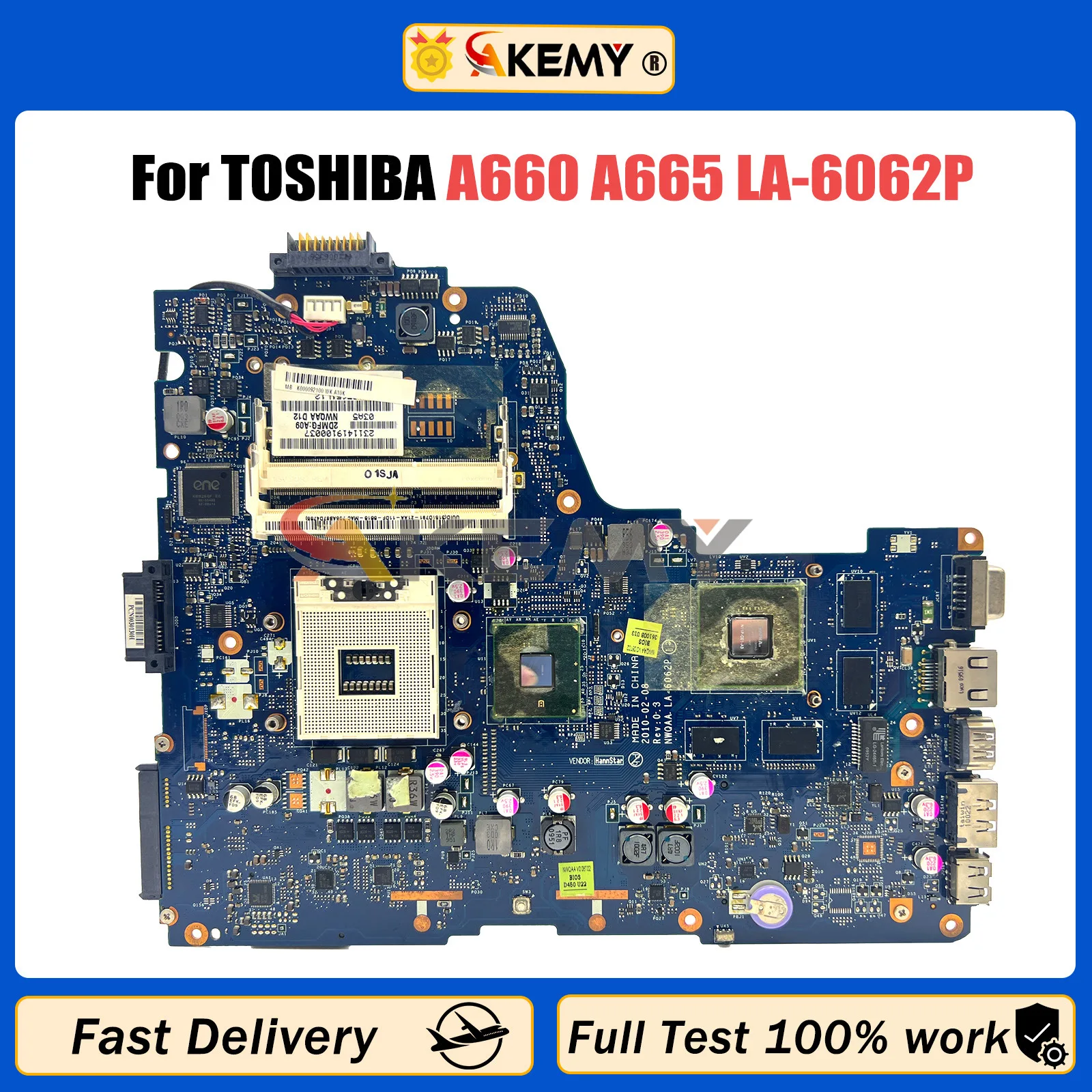 

NWQAA LA-6062P Laptop Motherboard For Toshiba Satellite A660 A665 Notebook Mainboard K000106370 K000104420 K000106380 DDR3