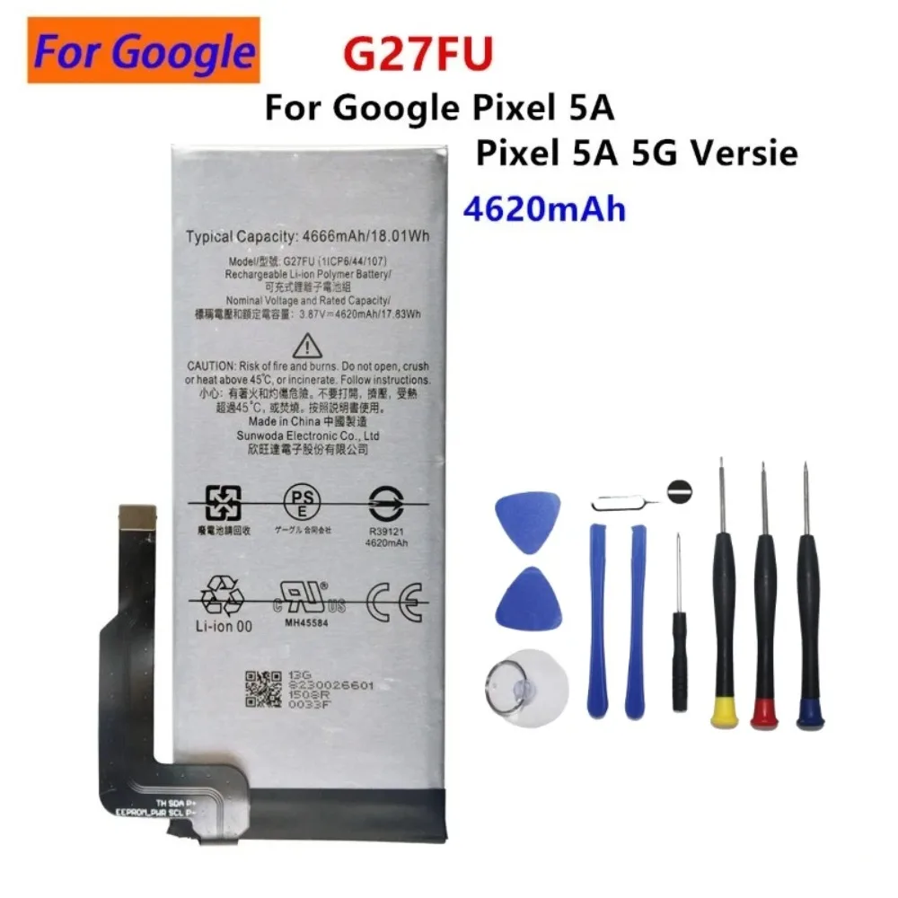 Upgrade G27FU 4620mAH 3.85V Replacement Battery For Google Pixel 5A Pixel 5A 5G Versie New Mobile Phone Battery Fast Shipping