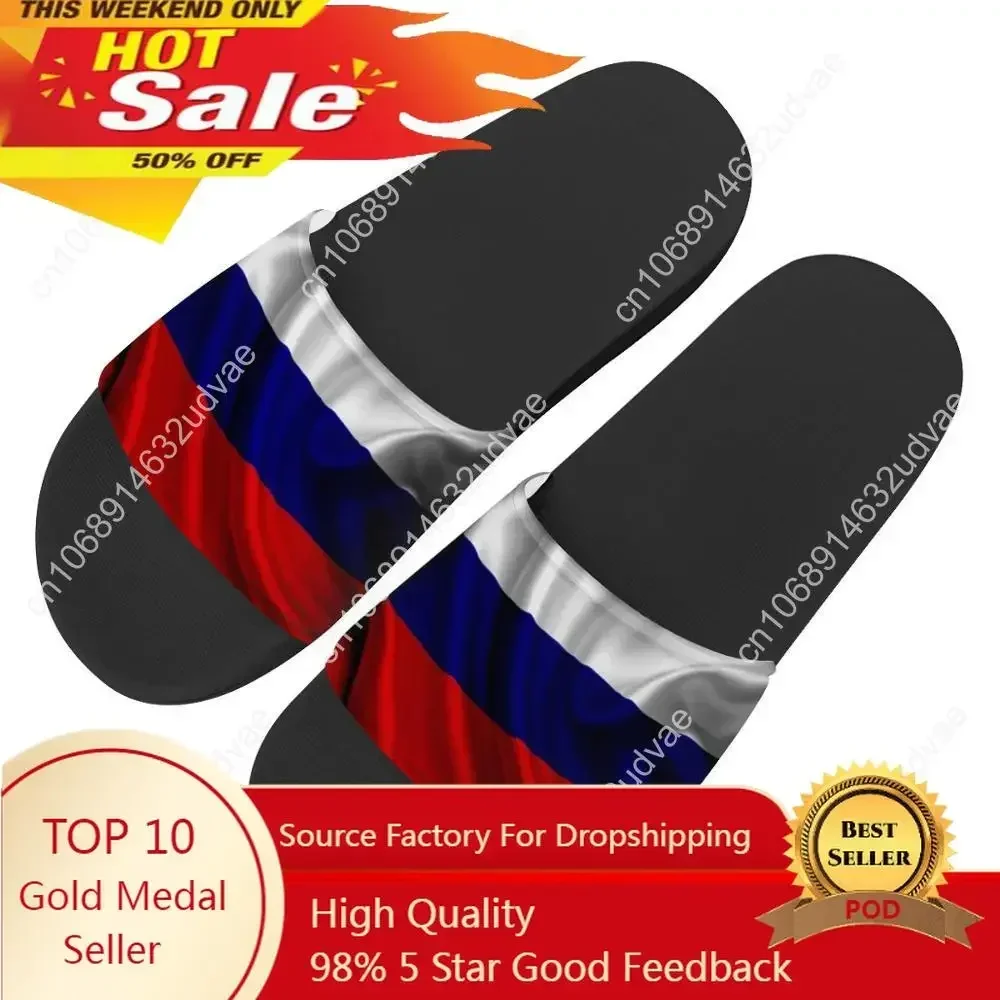 

Custom image Slippers Russian flag Print Summer Fashion Slide Sandals Outdoor Non-slip Beach Shoes Platform Flip Flops