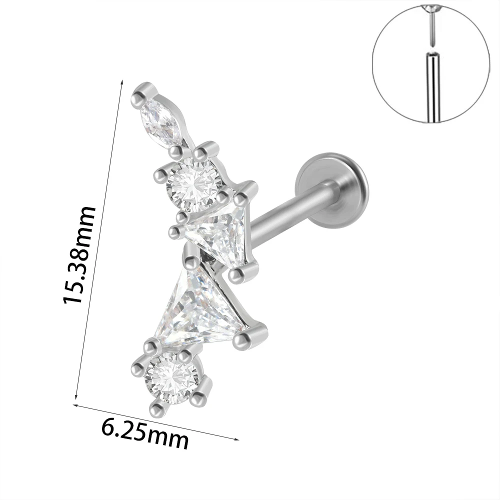 Surgical Steel Marquise CZ Leaf Shaped Stud Earring