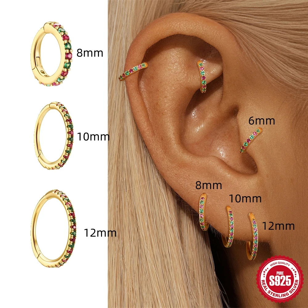 

Женские серьги Boako из стерлингового серебра 925 пробы с радужным цирконием 6/8/10/12 мм, круглые серьги для пирсинга, золото 18 карат, простые ювелирные изделия для вечеринок, pendientes