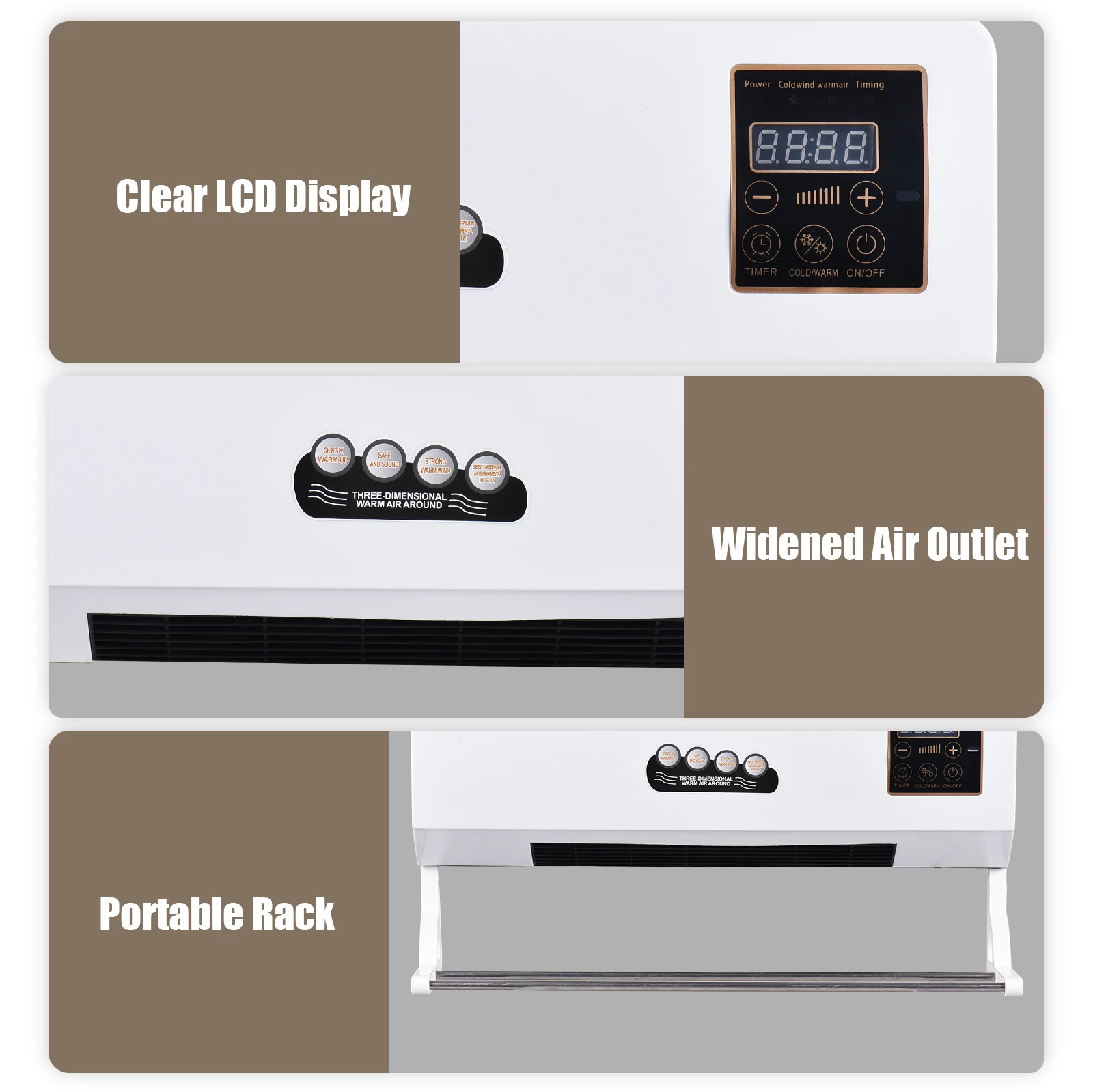 2-in-1 Air Conditioner Heater and Fan Combo Timing Wall Mounted Electric Fan and Space Heater Remote Control for Dormitory Home image 6