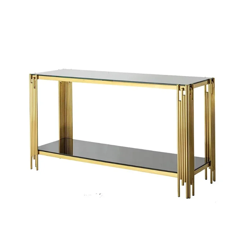 

Modern light luxury door cabinet, facing the door, household living room against the wall, strip case decoration table, golden