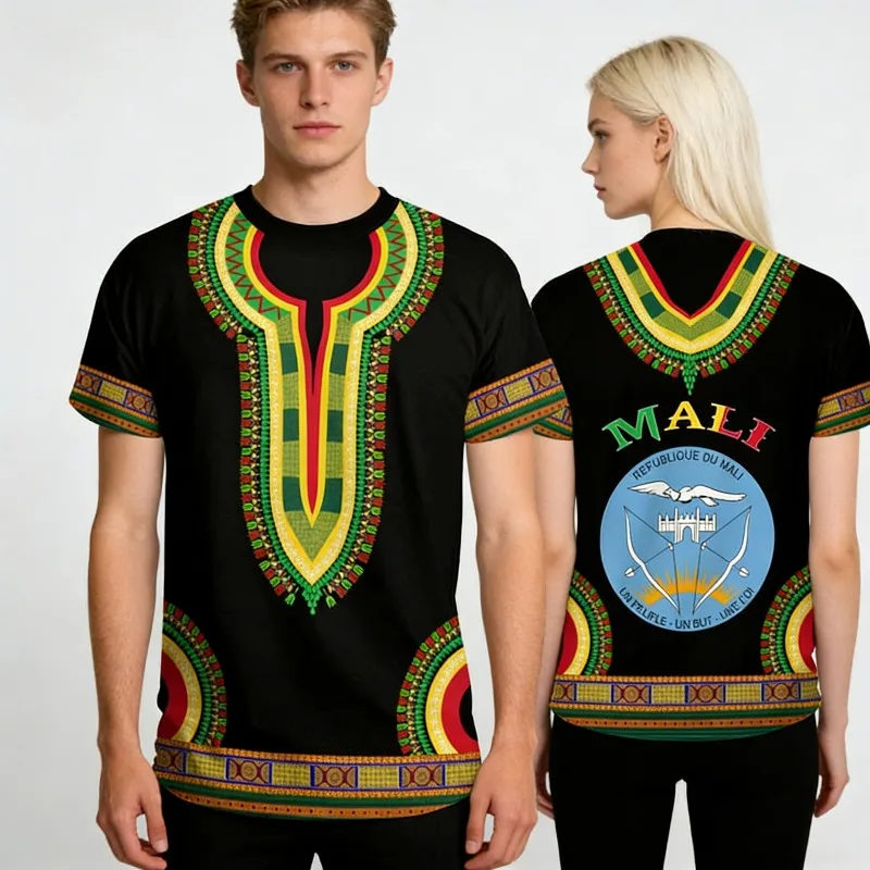 Camiseta de Mali para hombre, cuello redondo, oversize, manga corta, ropa masculina con estampado 3D, camiseta de la selección de fútbol de la bandera de Mali 2026