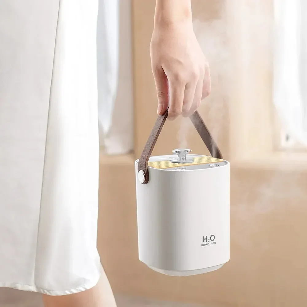 Humidificador portátil de escritorio con doble pulverizador, Humidificador silencioso de gran capacidad con USB, luz nocturna para dormitorio y sala de estar