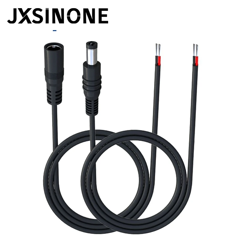 JXSINONE 5pairs 5.5x2.1DC Male Plug Or Female Connector To Bare Wire Open End Cable For LED Strip Light Repaire, DC Power Supply