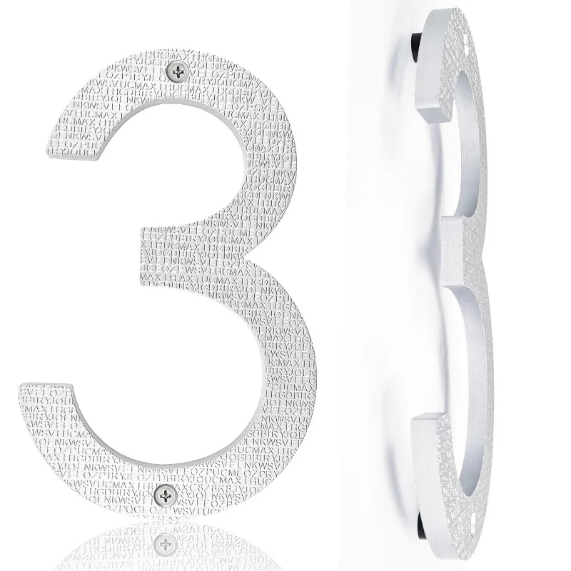 5-10-inch ABS letter texture decorative plate silver solid baked paint digital house number Custom Plaques