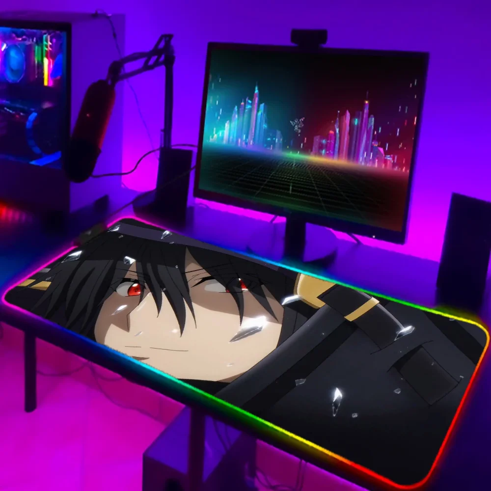 1pc Anime The Eminence In Shadow Cid Kagenou XXL RGB Gaming Mouse Pads HD Black Gamer Accessories Large LED