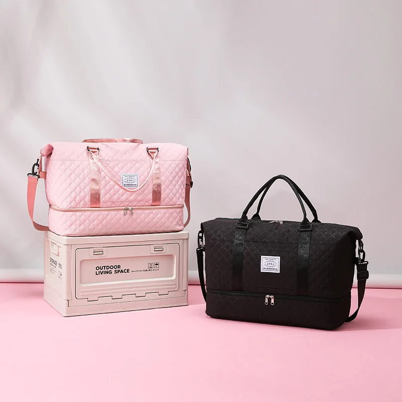 

Стеганая разделенная спортивная сумка для мамы и дочки, сумка через плечо для йоги, фитнеса, большая отделение для обуви, дорожная сумка