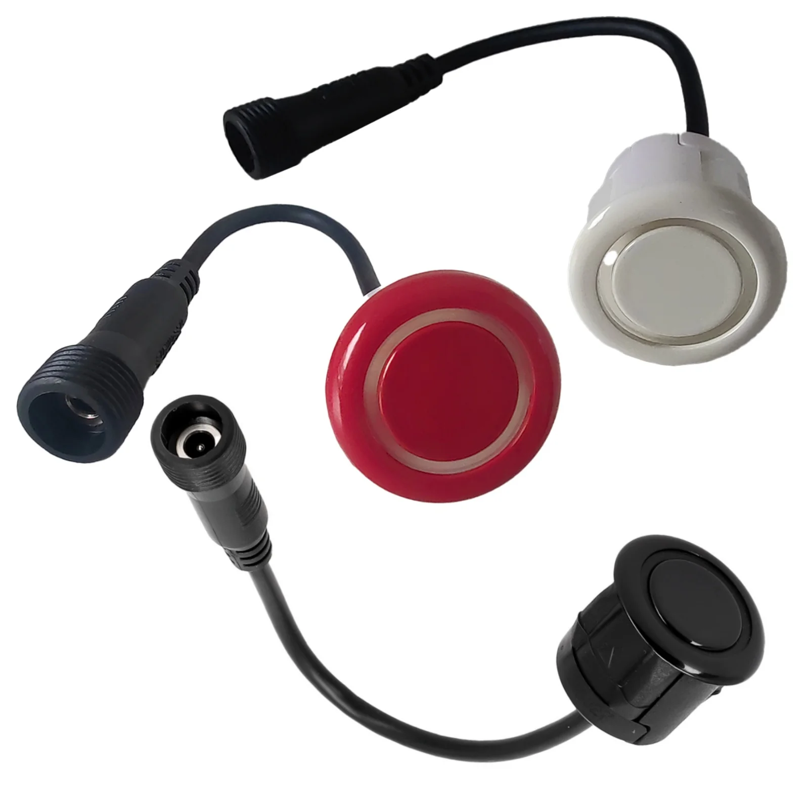 Car Parking Sensor 18.5mm 23mm Reversing-Radar Probe Upgrade 0.14m Cable White Car Reverse Parking Waterproof Sensor Sound