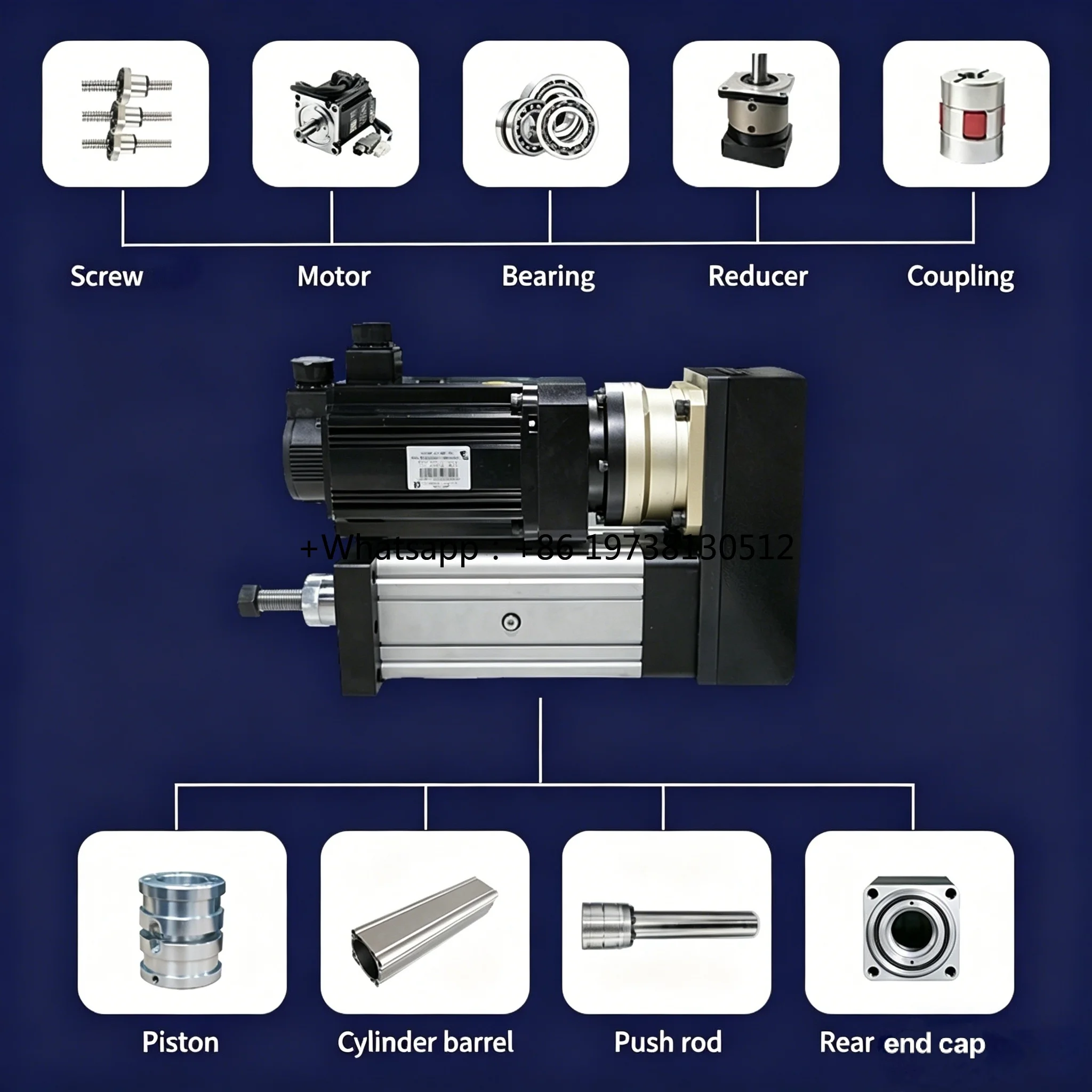 High Precision Servo Linear Actuator 300kg Load Folding-Type Electric Cylinder Motor Bearing 1 Year Warranty for Robotic Arm