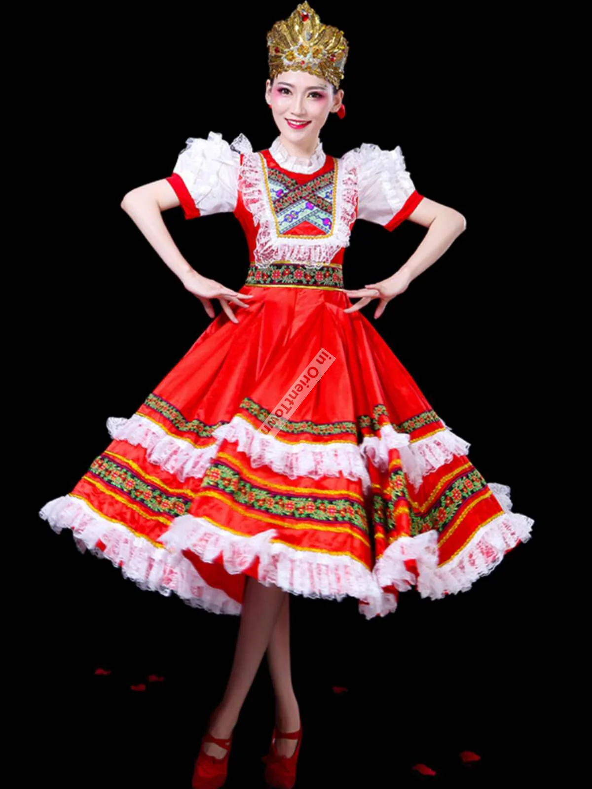 الروسية العرقية كرنفال حفل الافتتاح الملابس الرقص خادمة زي الكبار قصر المحكمة افتتاح أداء الرقص فستان كبير