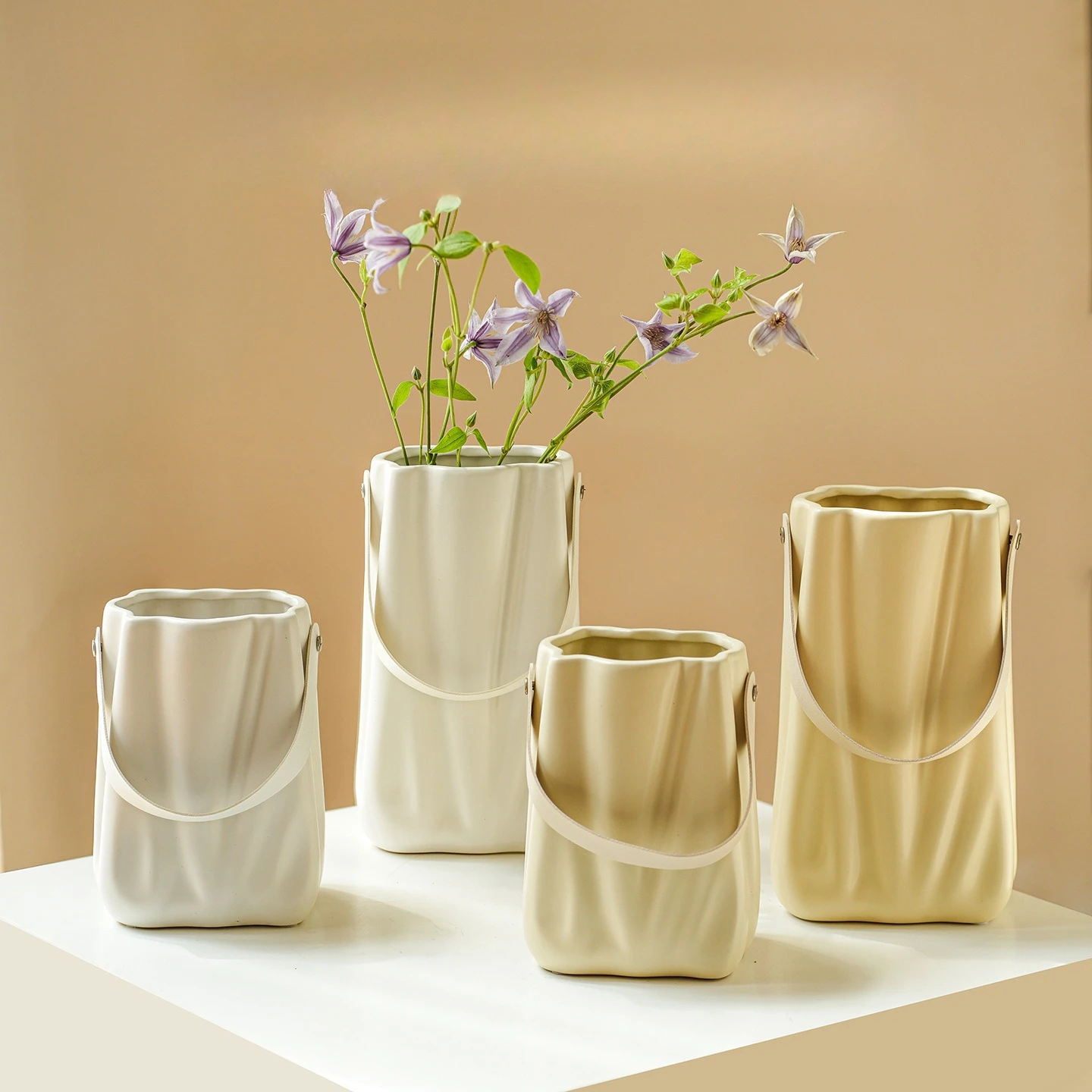 Handbag ceramic hydroponic vase ornament water raised flowers household table decoration