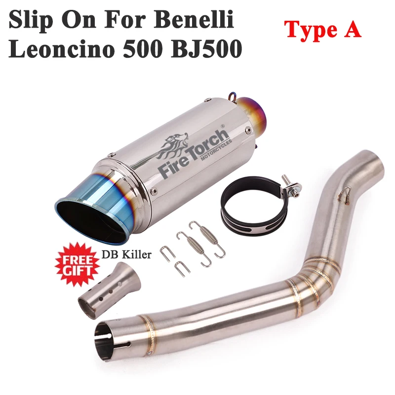 Slip On For Benelli Leoncino 500 BJ500 Motorcycle GP Exhaust Escape Silencer Mid Link Pipe Eliminator Enhanced Muffler DB Killer