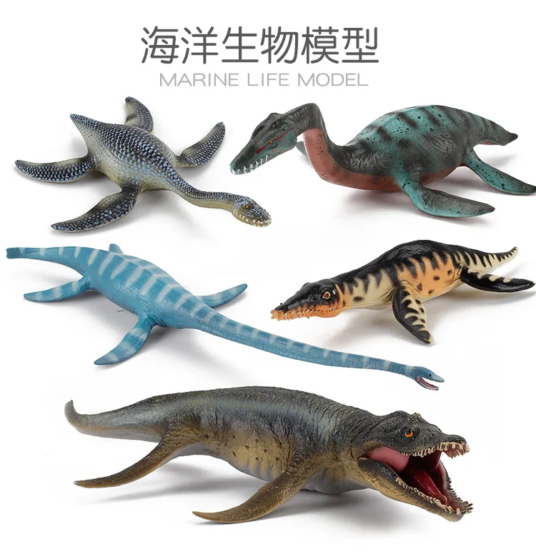 

New popular Jurassic dinosaur static solid models: Mosasaurus, Plesiosaurus, ancient prehistoric marine creatures