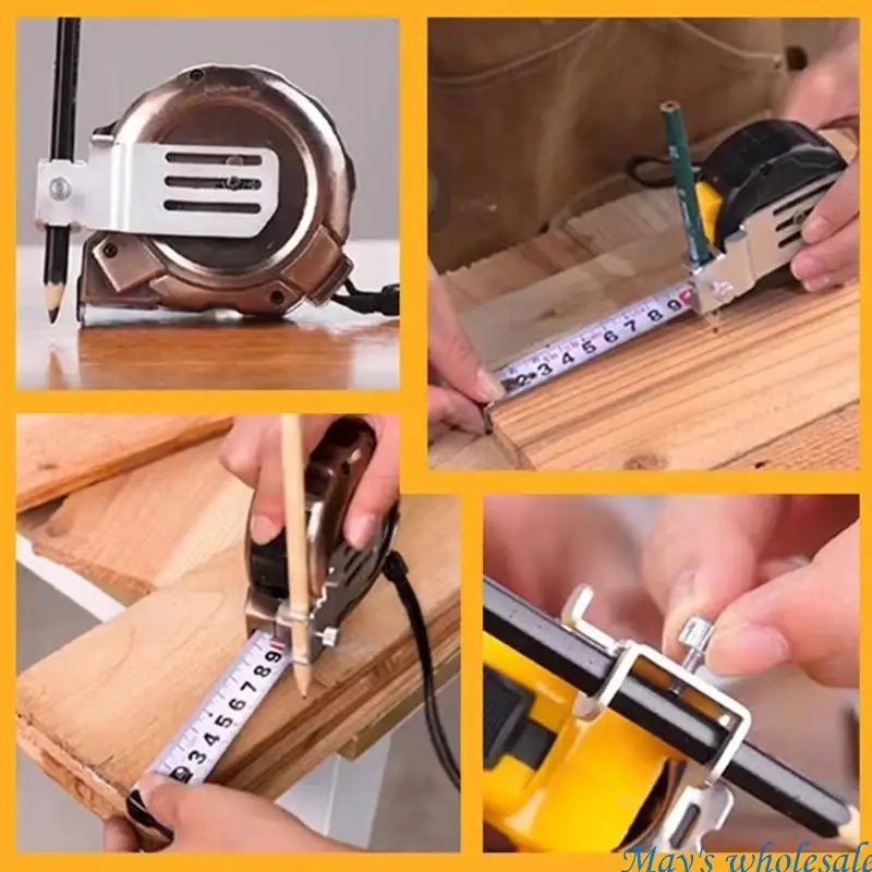 テープメジャーペンクリップホルダーテープメジャーマーカーツールテープ測定固定クリップ448A