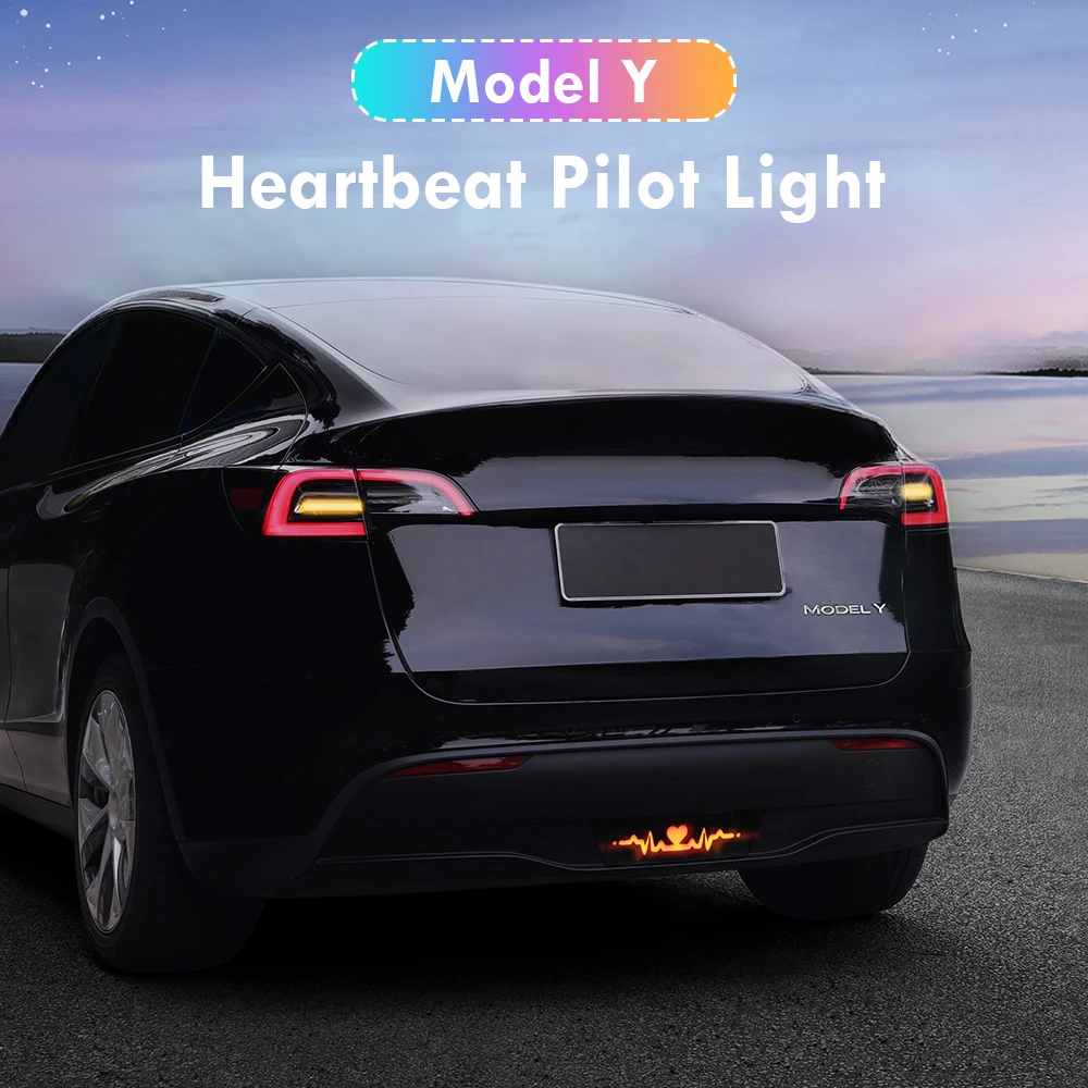 

Heartbeat Pilot Light For Tesla Model Y Turn Signal Lamp Pilot Lights Five Flashing Modes Heartbeat Lamp Car Tail Caution Light