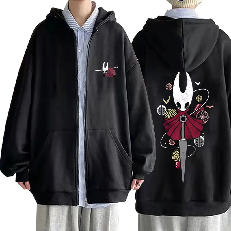 

Game Hollow Knight Print Zipper Hoodie Men Women Fashion Casual Oversized Zip Up Jacket Coat Unisex Vintage Hoodies Streetwear