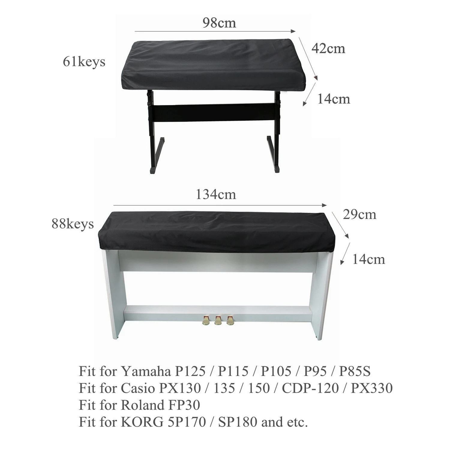 61 / 88 Keys Keyboards Electronic Organ Dust Cover Black Electronic Piano Protect Bags Fit for Yamaha / Casio / Roland / KORG