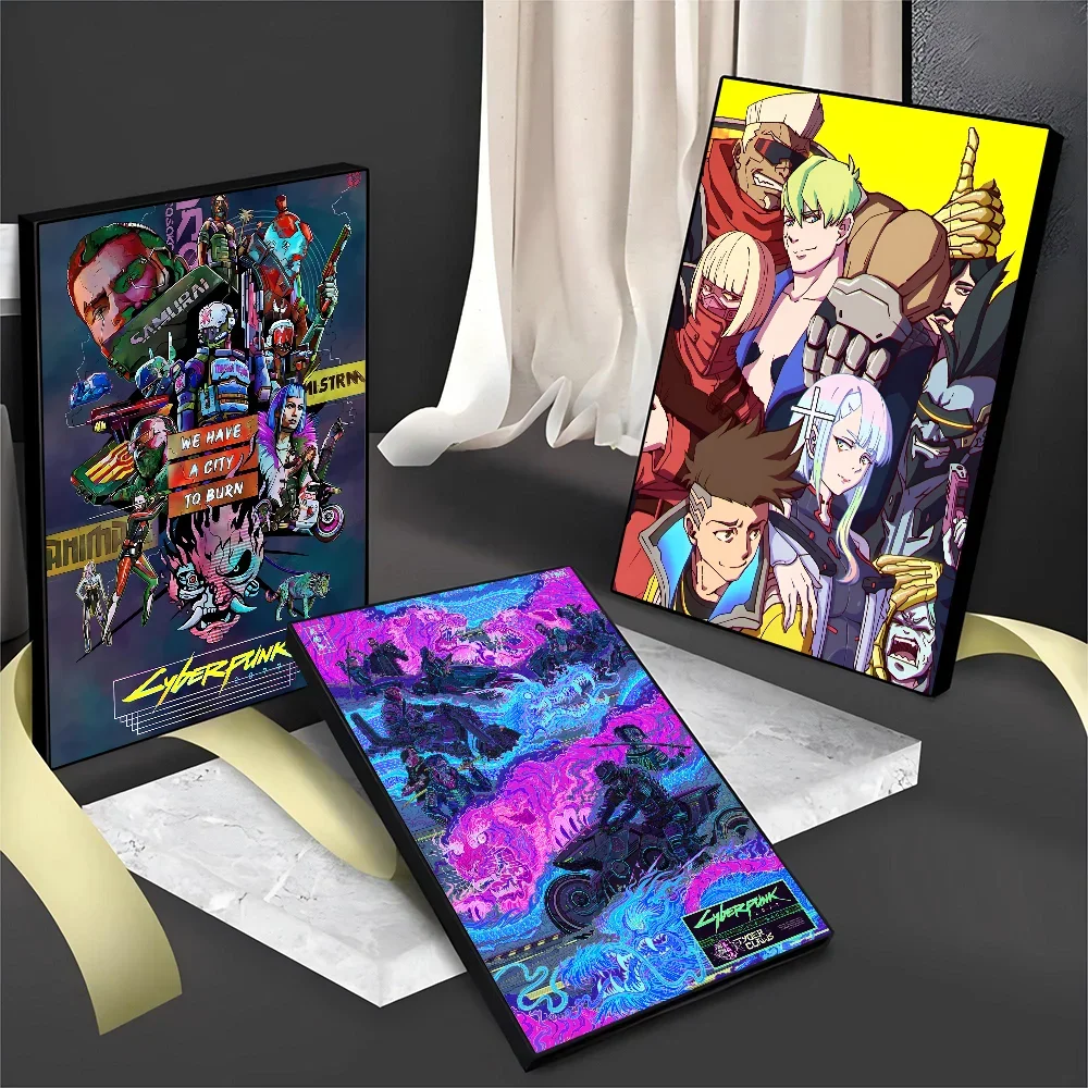 1PC Anime Cyberpunk Edgerunners Poster Movie Sticky Posters Retro Kraft Paper Sticker DIY Room Cafe Aesthetic Art Wall Painting