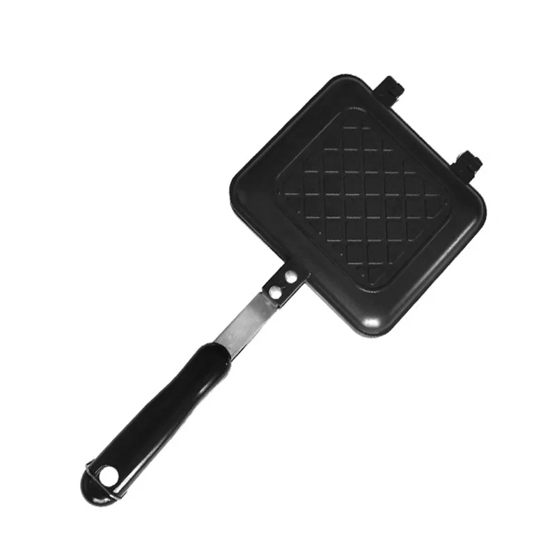 Non-Stick Coating Sandwich Baking Pan Double Side Waffle Grill Frying Toast Clamp Pan Breakfast Machine By Gas Stove Fire