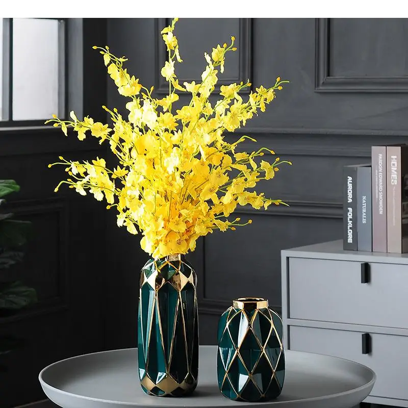 

Ceramic Vase Golden Geometry Abstract Flower Arrangement Hydroponics Modern Home Decoration Crafts