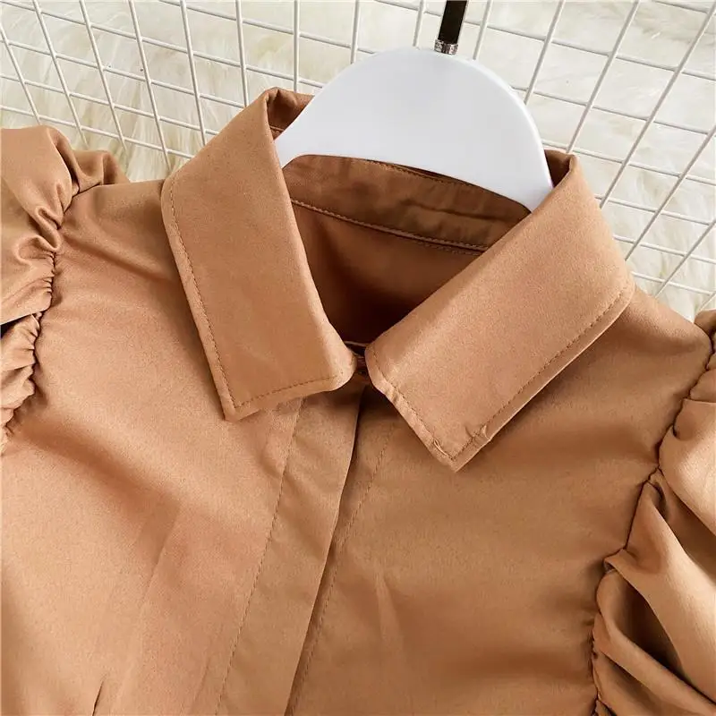 Shirts Women Gentle Vintage Elegant Spring Turn-down Collar Korean Style Office Lady Sweet Solid Fashion Tops Casual All-match