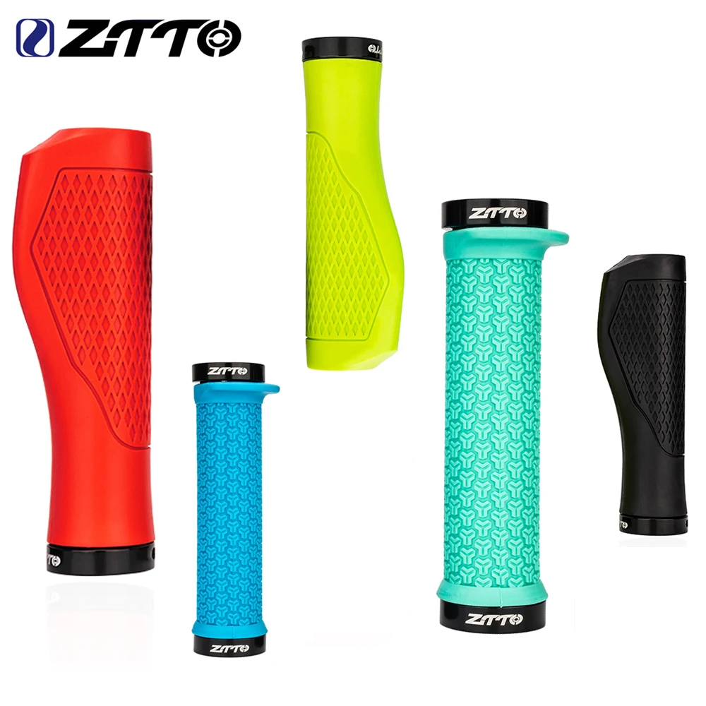 ZTTO MTB Dual Lock Bicycle Grips Soft Rubber No-Slip Mountain Bike Handlebar Grip Tighten Locking Ring With Bar End