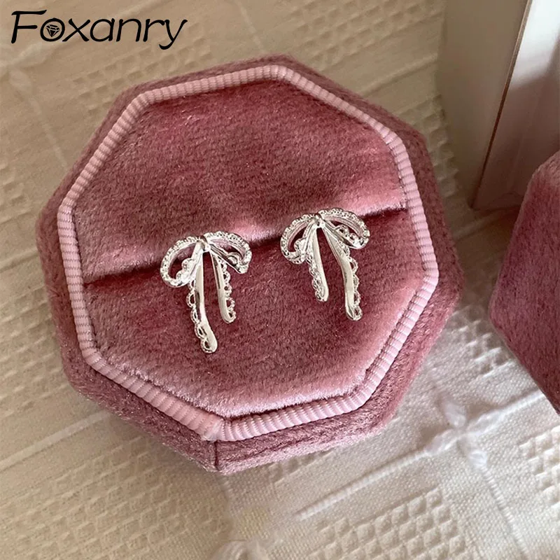 Foxanry previene alergias pendientes con lazo para mujeres niñas Simple dulce elegante suave de moda clásico regalo de joyería de compromiso