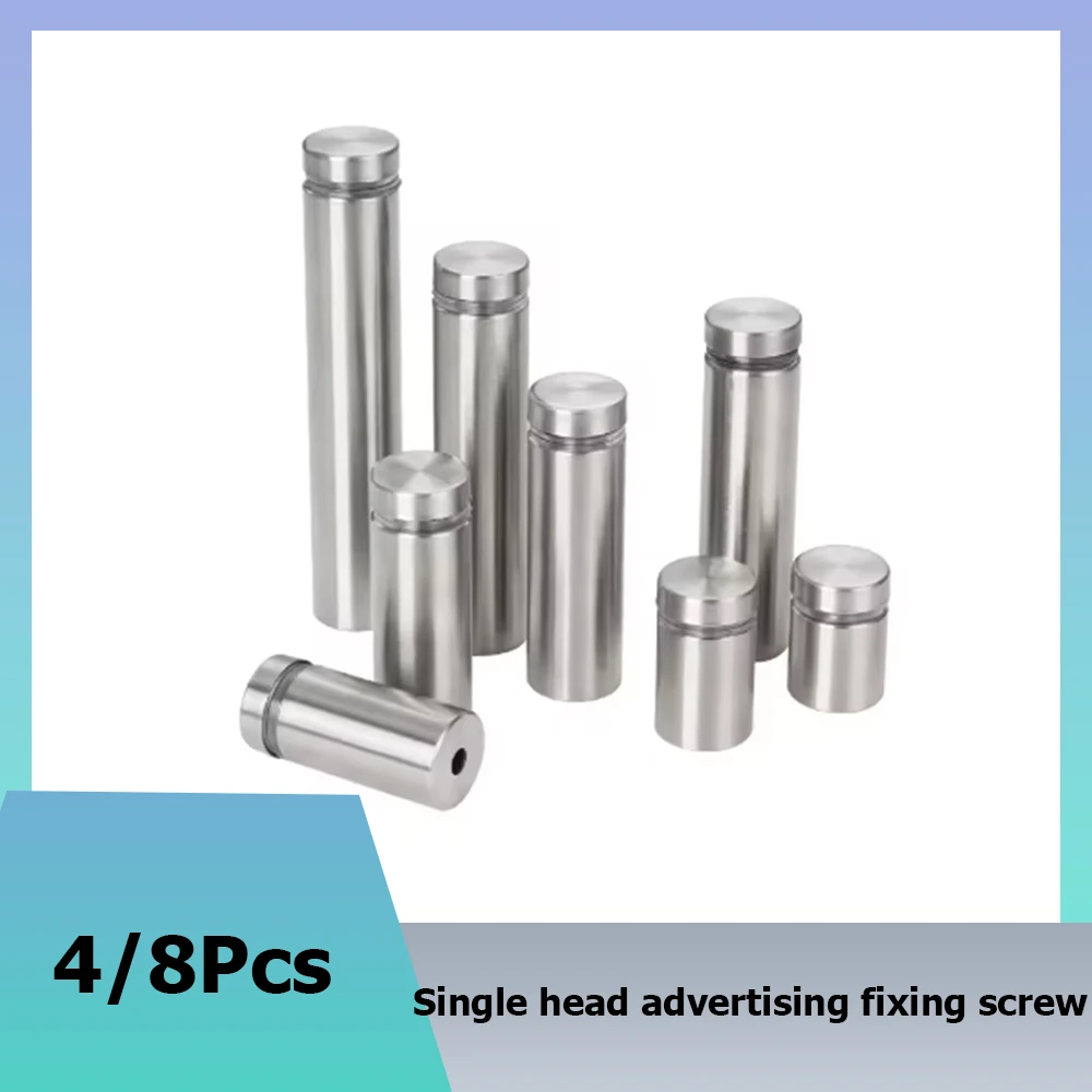 4/8Pcs Glass Fastener 12mm Stainless Steel Brushed Advertising Bracket Nail Advertising Board Fixing Screw Hardware