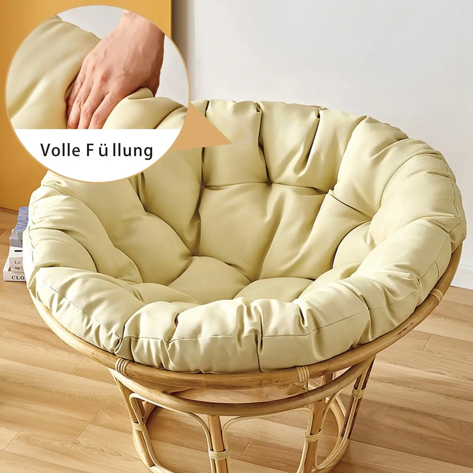Papasan-Stuhlkissen, 60/80/90/100cm Verdicktes Papasan-Stuhlkissen, Rundes Papasan-Stuhlkissen