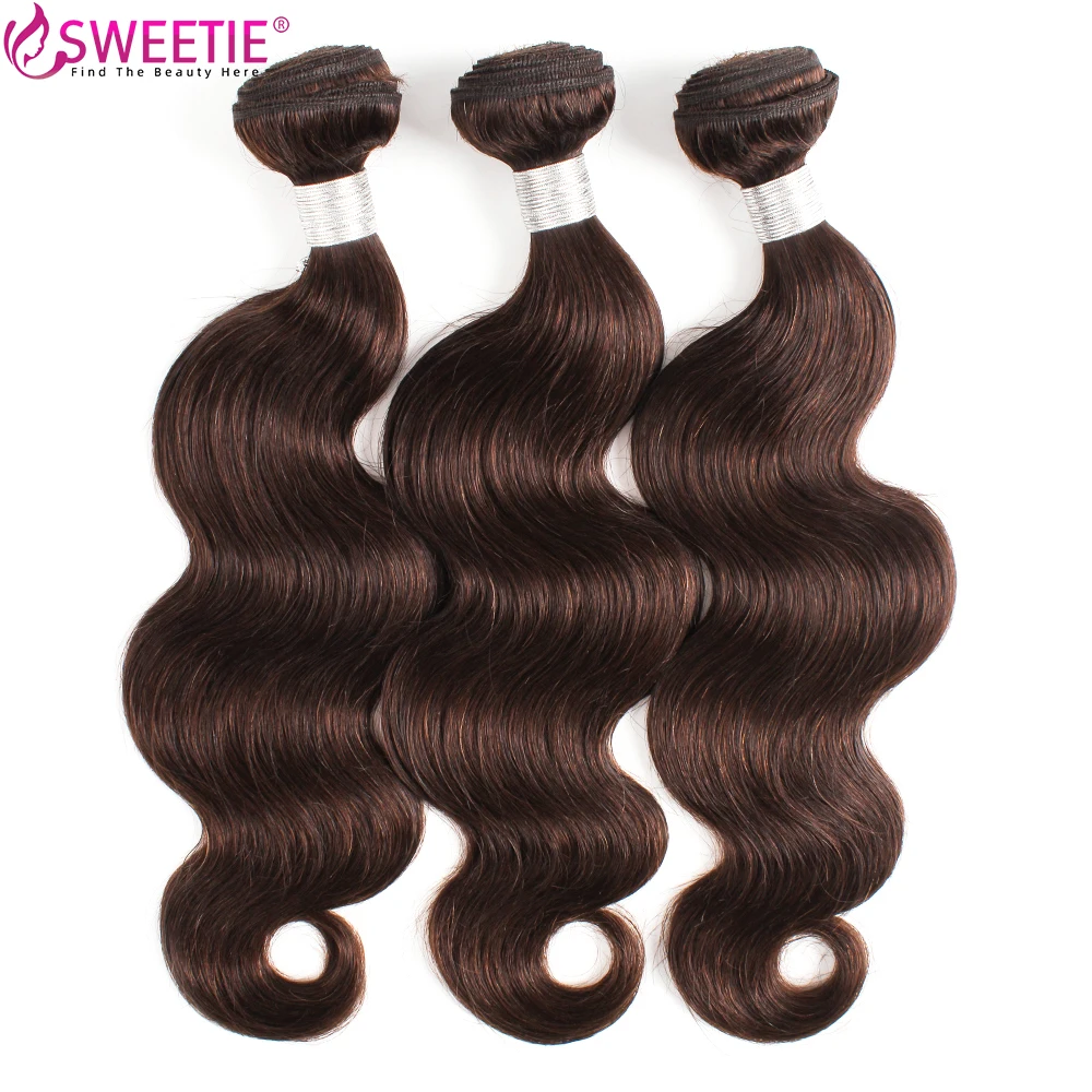 #2 Chocolate Brown Body Wave Human Hair 1/3/4 Bundles Deal Remy Hair Bundles Chocolate Brown Color Human Hair Extensions