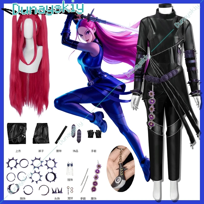 

Корея Идол Kpop Demon Huntrix Mira Косплей Костюм Черная Битва Сексуальный PU Панк Комбинезон Ниндзя Дirai Kei 코스프레 Хэллоуин Вечеринка