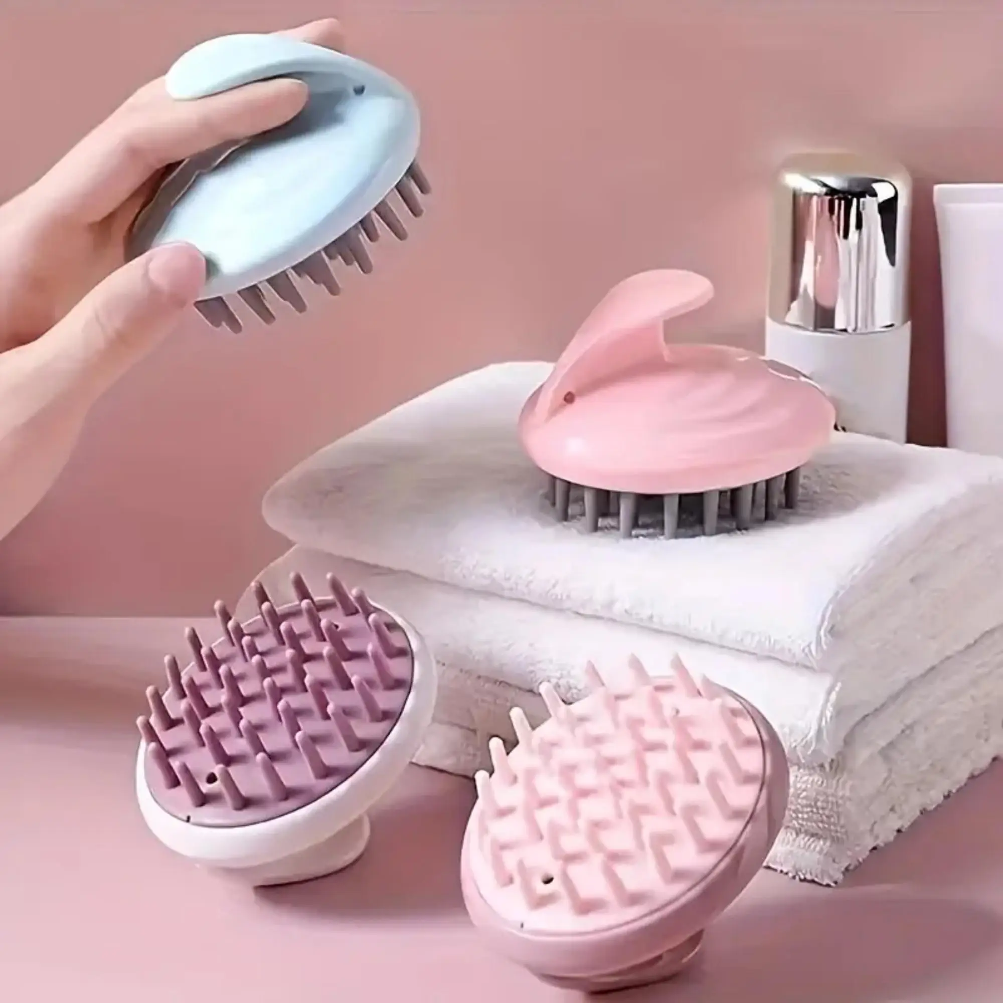 2026 New Scalp Massager Shampoo Brush Soft Silicone Hair Washing Comb Portable Hair Scalp Scrubber Exfoliating Brush for Wet Dry Hair Dandruff Removal Home Salon Hair Care Tool