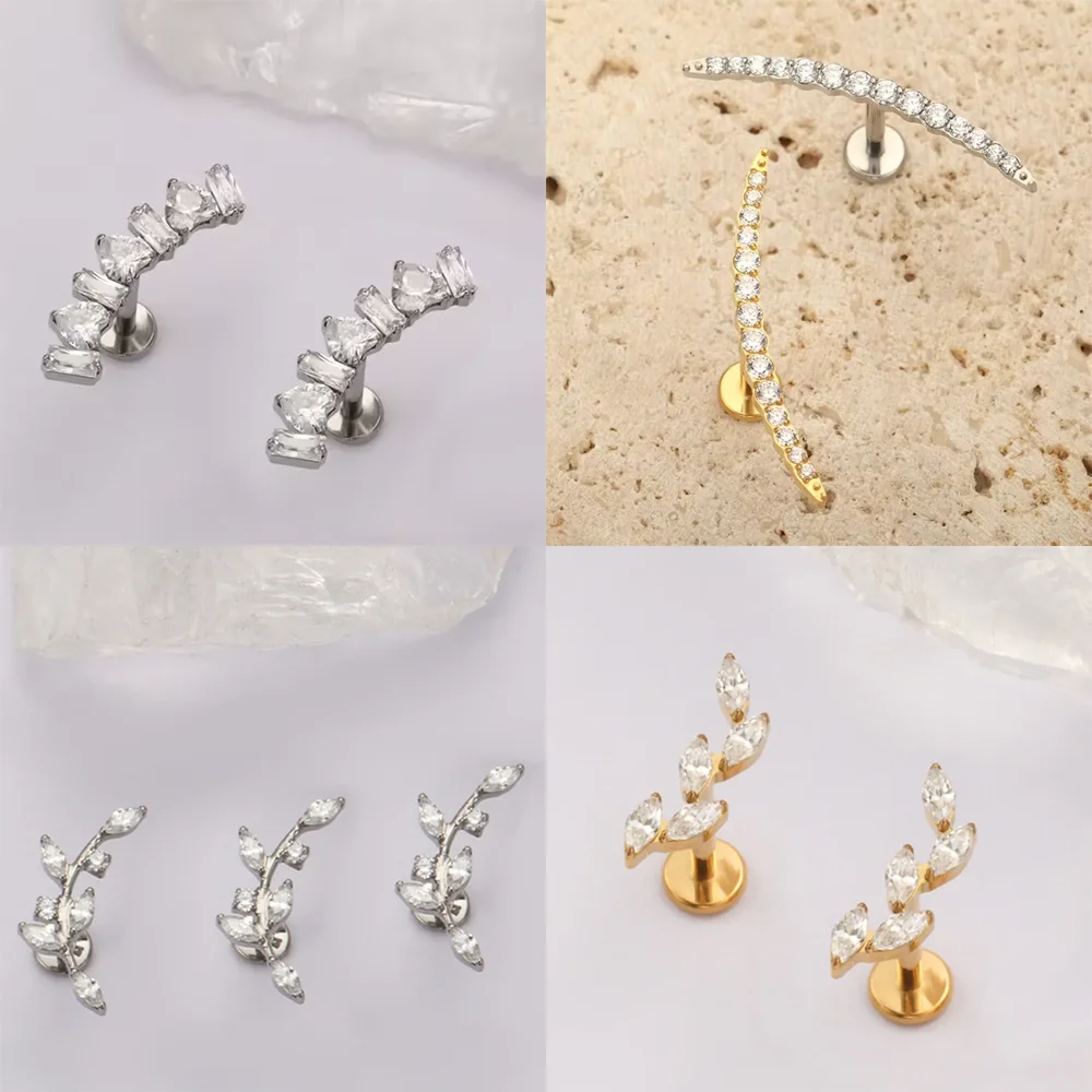 ASTM F136 Ohrknorpel-Ohrstecker aus Titanlegierung, Implantatqualität, Zirkonia, modischer und sexy Unisex-Lippen-Ohrstecker, Körperpiercing-Schmuck – Detail 5