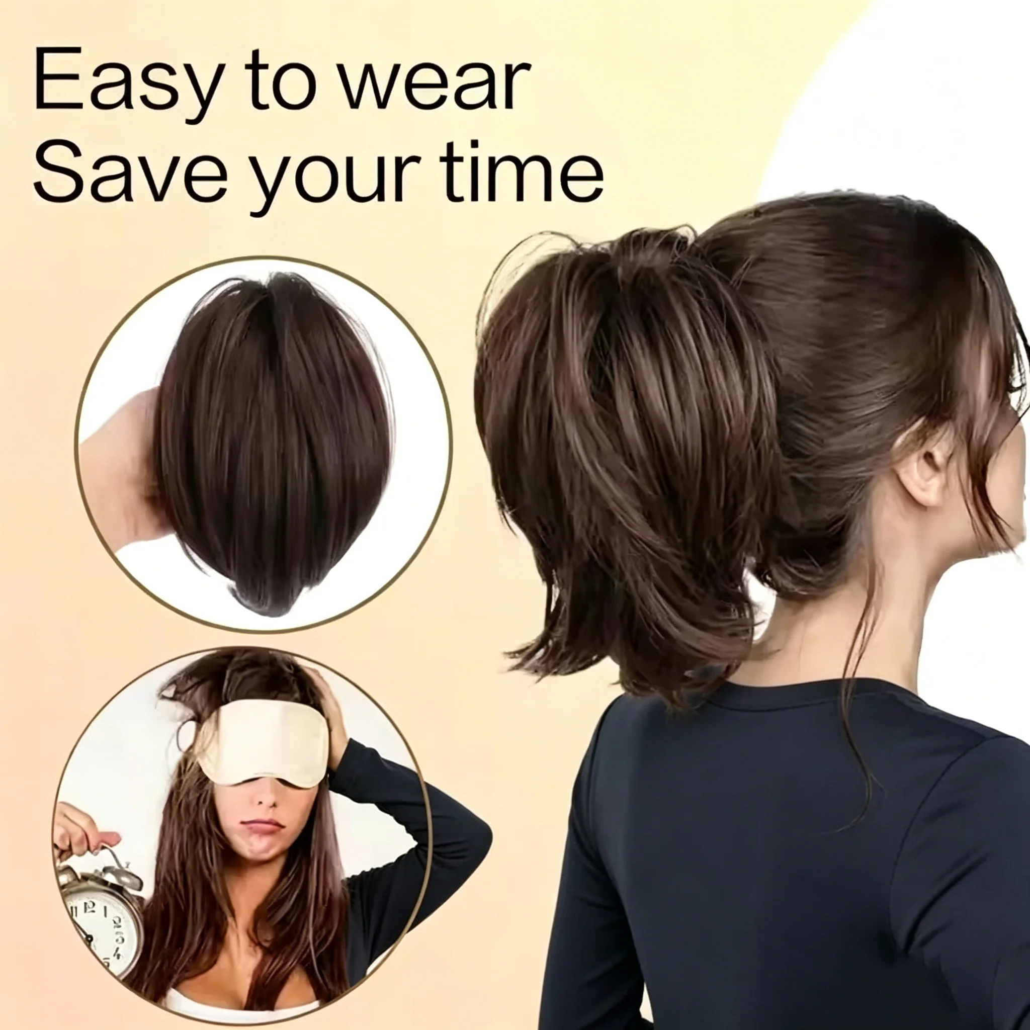 H&STAR Synthetic Hair  Extension Straight  Fully Short Ponytail Extension Hair Accessories Claw Clip Hairpiece for Women