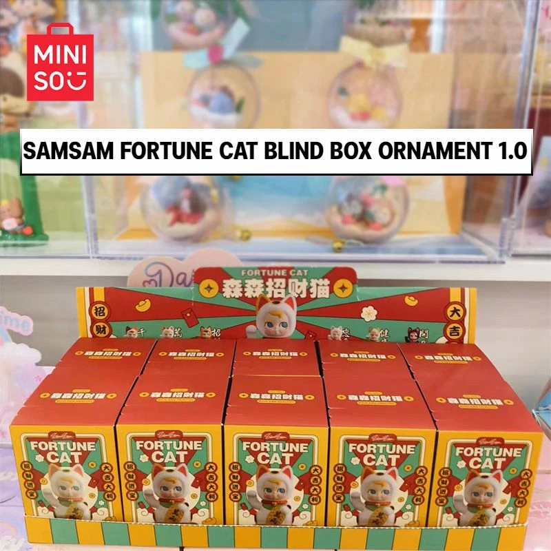 MINISO-caja ciega con diseño de gato de La Fortuna SAMSAM, juguete creativo de dibujos animados para regalo, 1,0